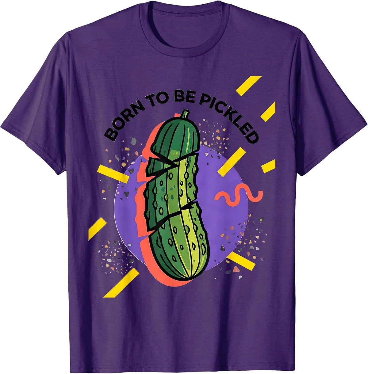 Born to Be Pickled Funny Pickle Design T-Shirt - Purple