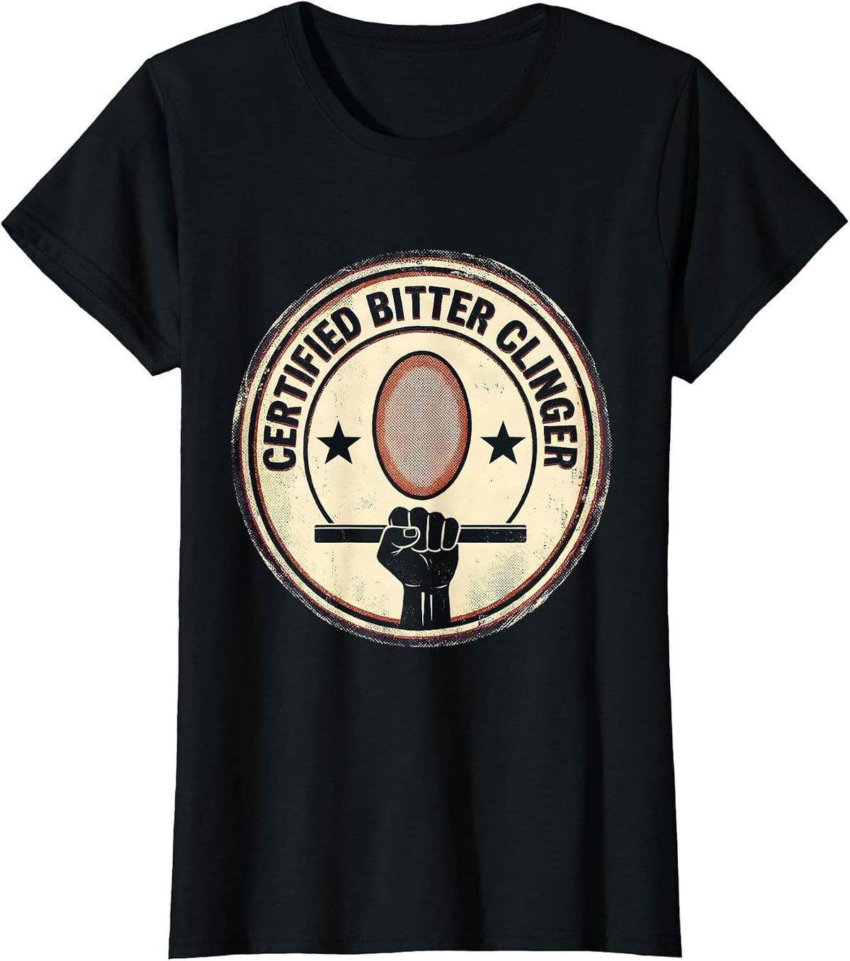 Women's Certified Bitter Clinger Funny Trump Political Satire Humor T-Shirt - Black