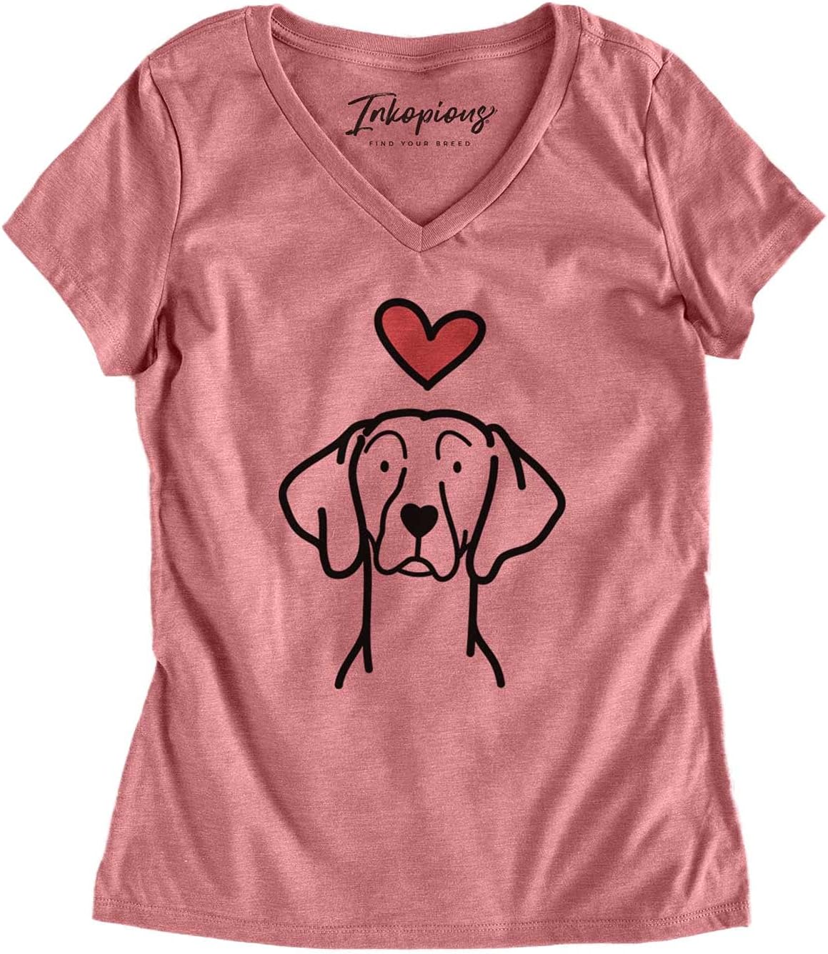 Inkopious Love Always Weimaraner T-Shirt - Dusty Rose V-neck
