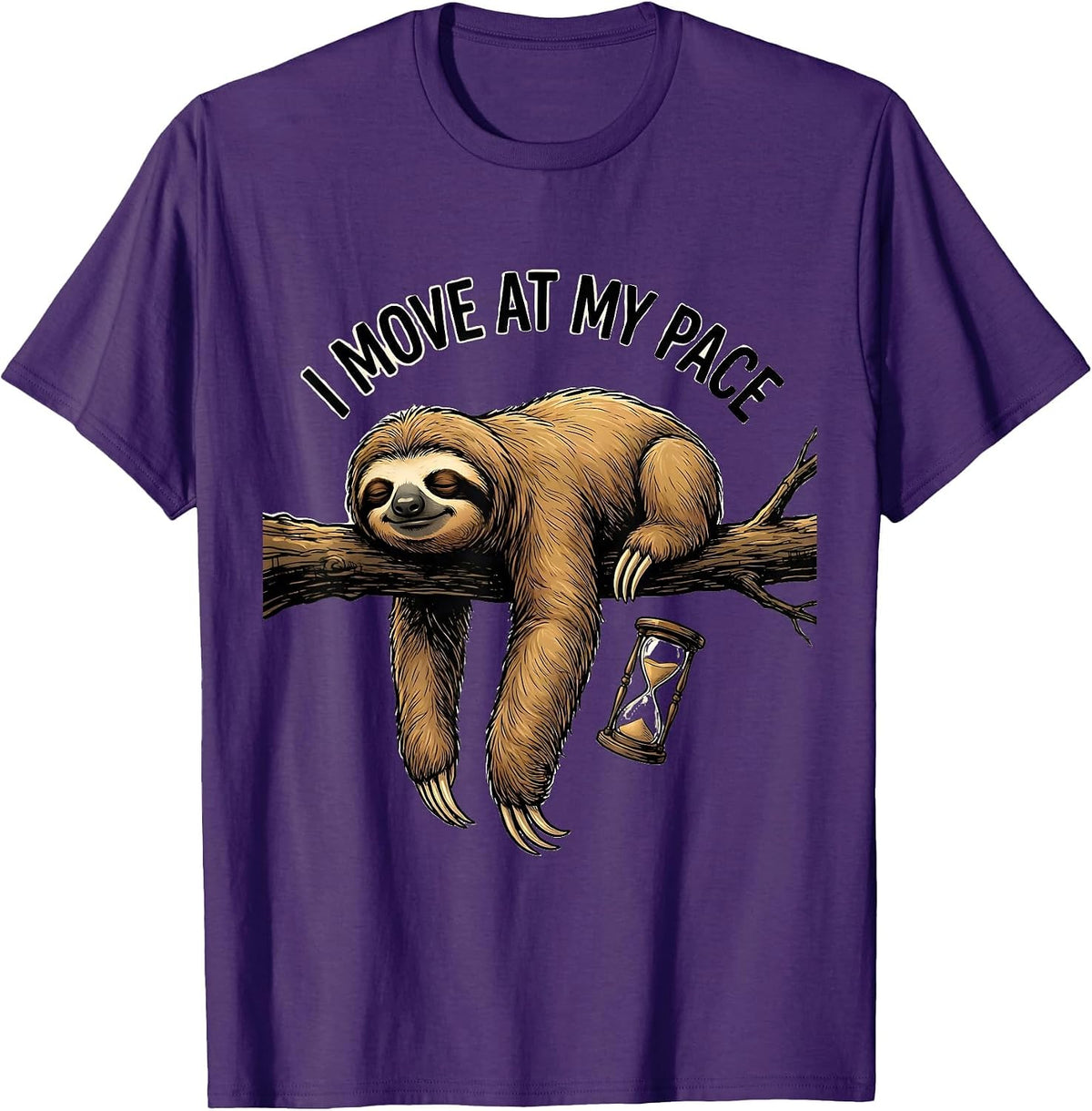 Men's I Move At My Pace Funny Sloth Lover Lazy Humor Gift T-Shirt - Purple