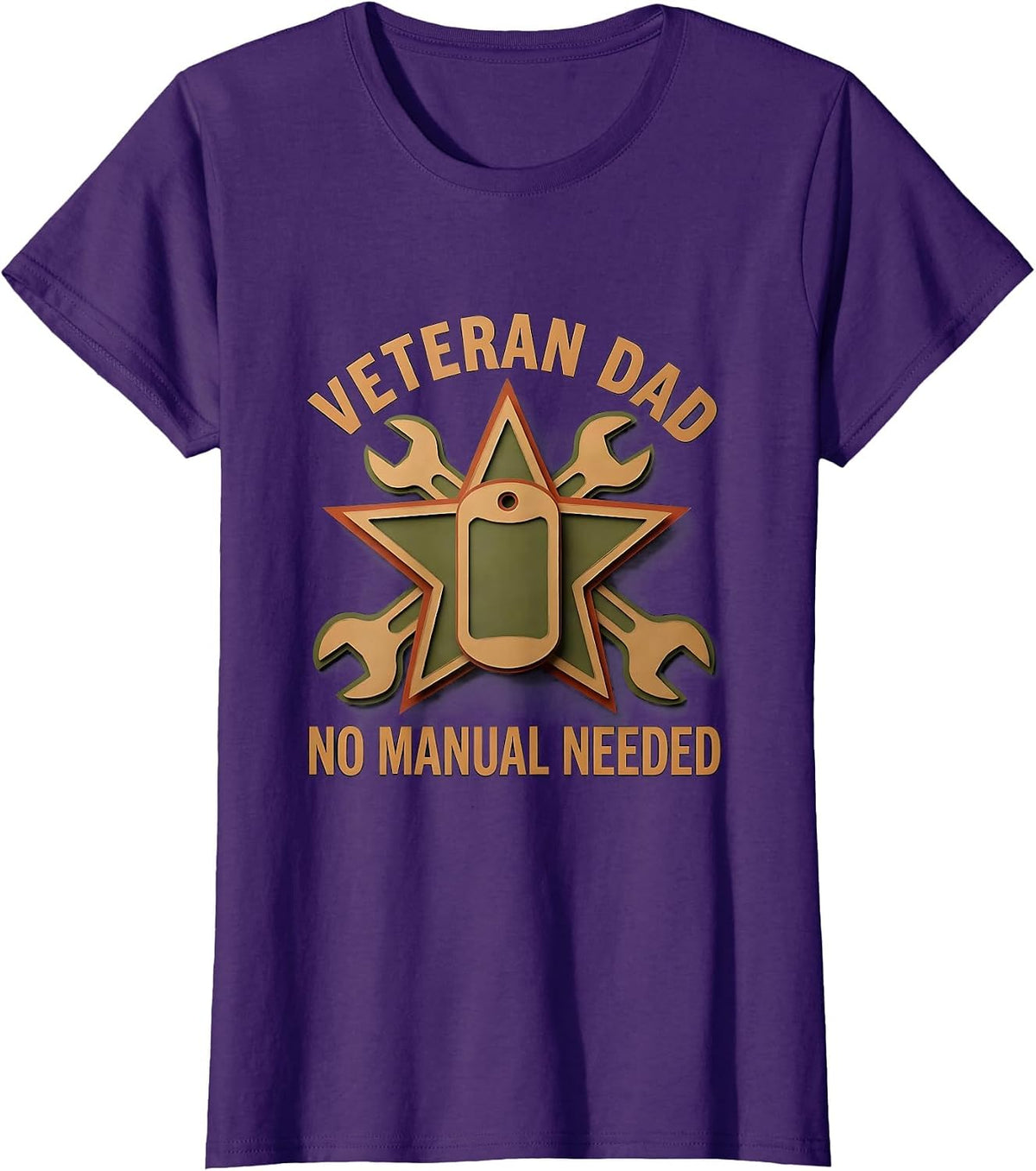 Veteran Dad No Manual Needed Proud Father T-Shirt - Purple