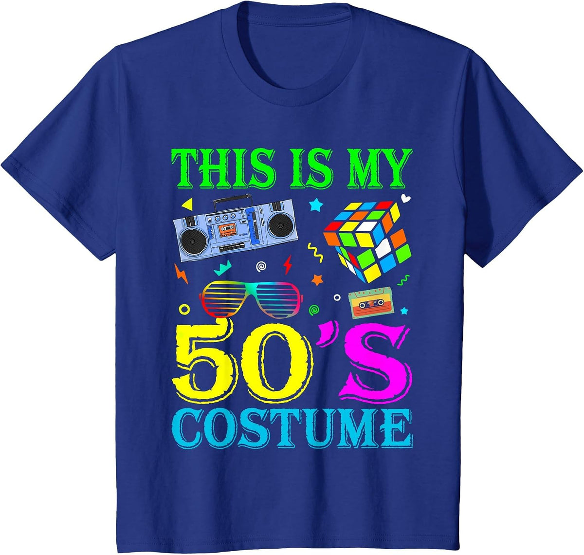 Vintage Matching Halloween 1950s This is My 50's Costume T-Shirt - Royal Blue