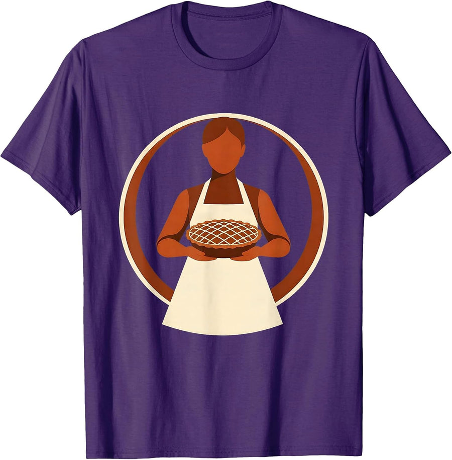 Men's Mrs. Baker Pie Illustration Graphic Tee T-Shirt - Purple