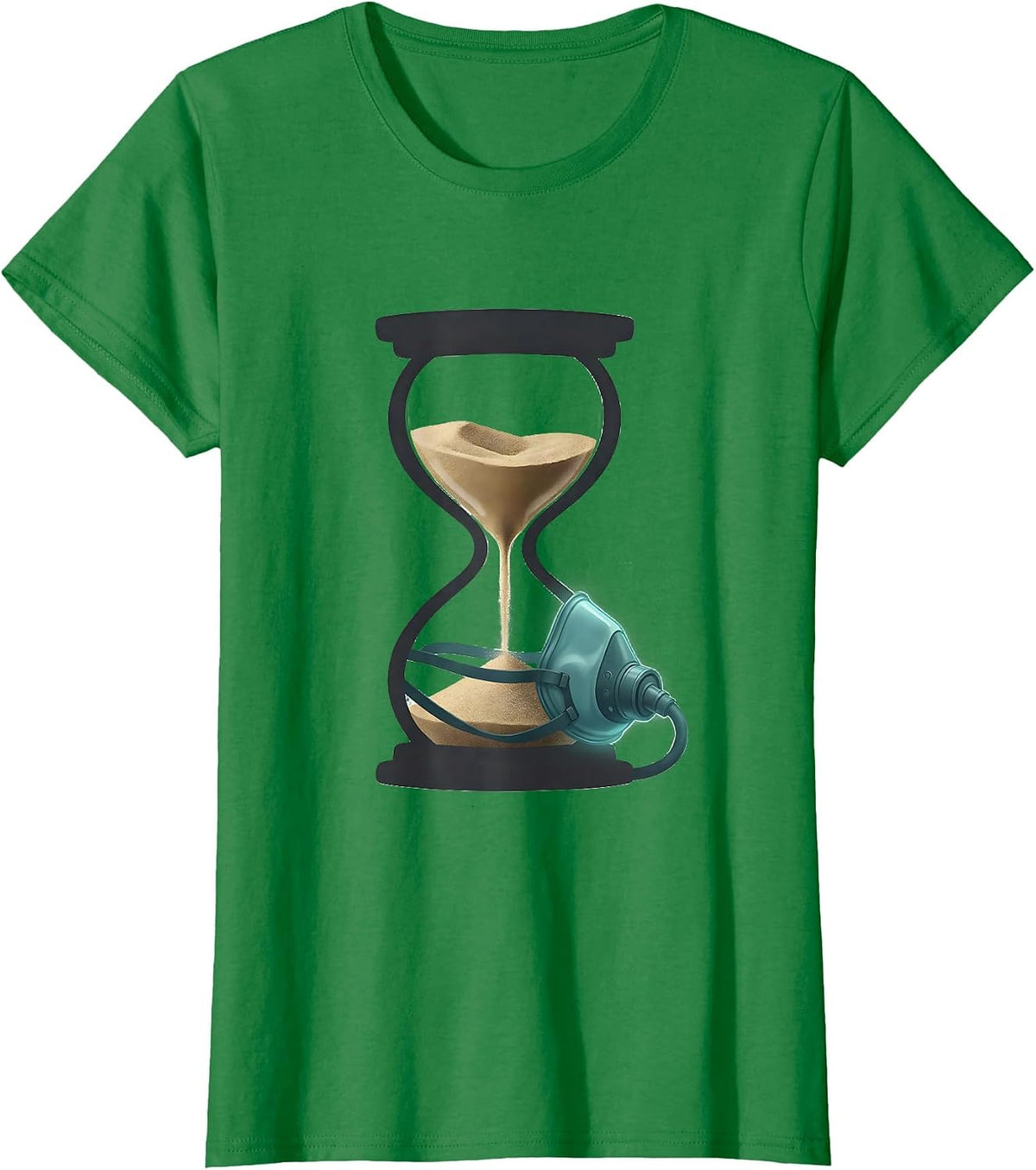 Hourglass Oxygen Mask EMT Paramedic Workplace Humor T-Shirt - Kelly Green