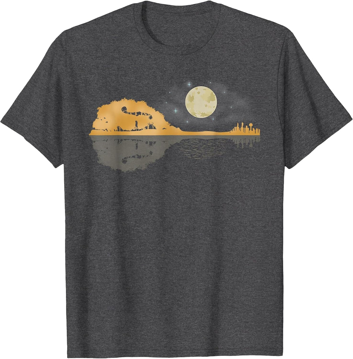 Mandolin Shirt Men Country Music Tshirt Moon Bluegrass T-Shirt - Dark Heather Grey