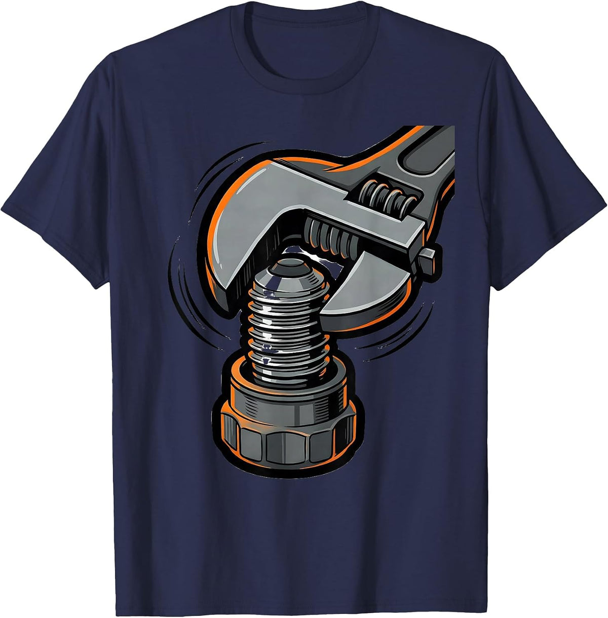 Men's Oversized Pipe Wrench Funny Plumber Gift T-Shirt - Navy Blue