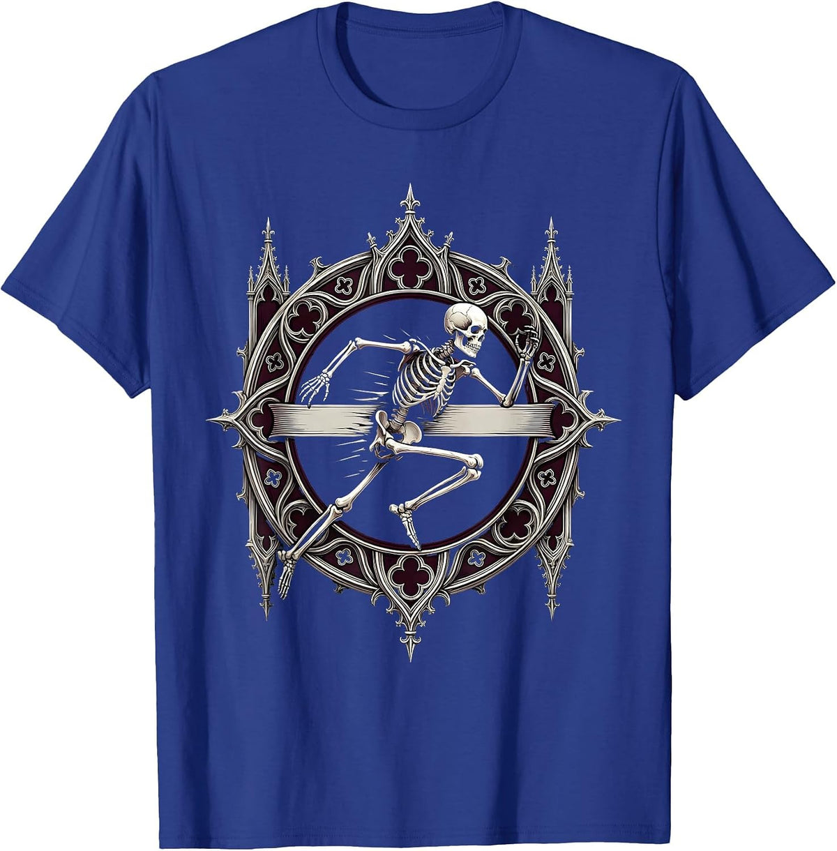 Skeleton Runner Crossing the Finish Line T-Shirt - Royal Blue