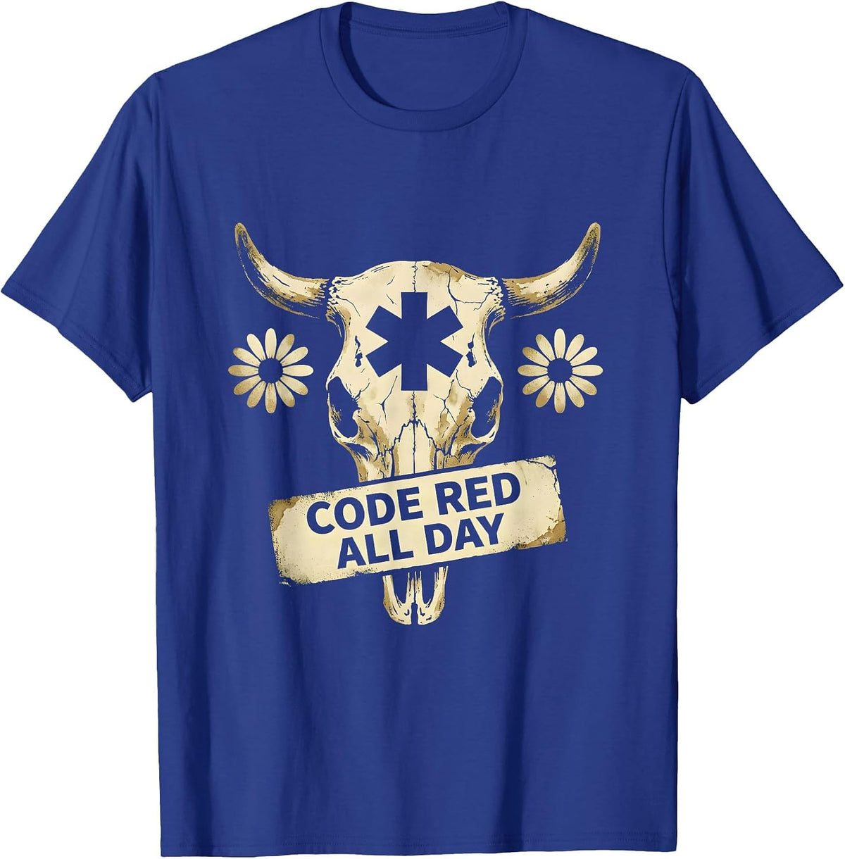 Code Red All Day EMT Graphic Design T-Shirt - Royal Blue