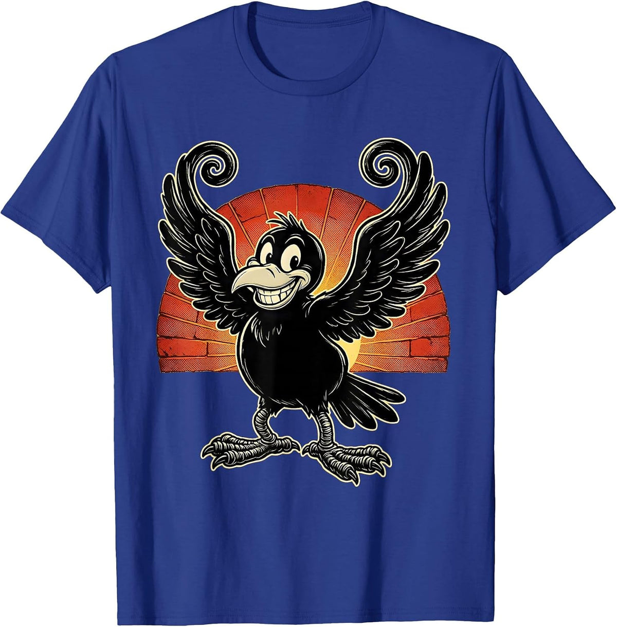 Men's Crow Wings Spread Sunset Horizon Graphic T-Shirt - Royal Blue