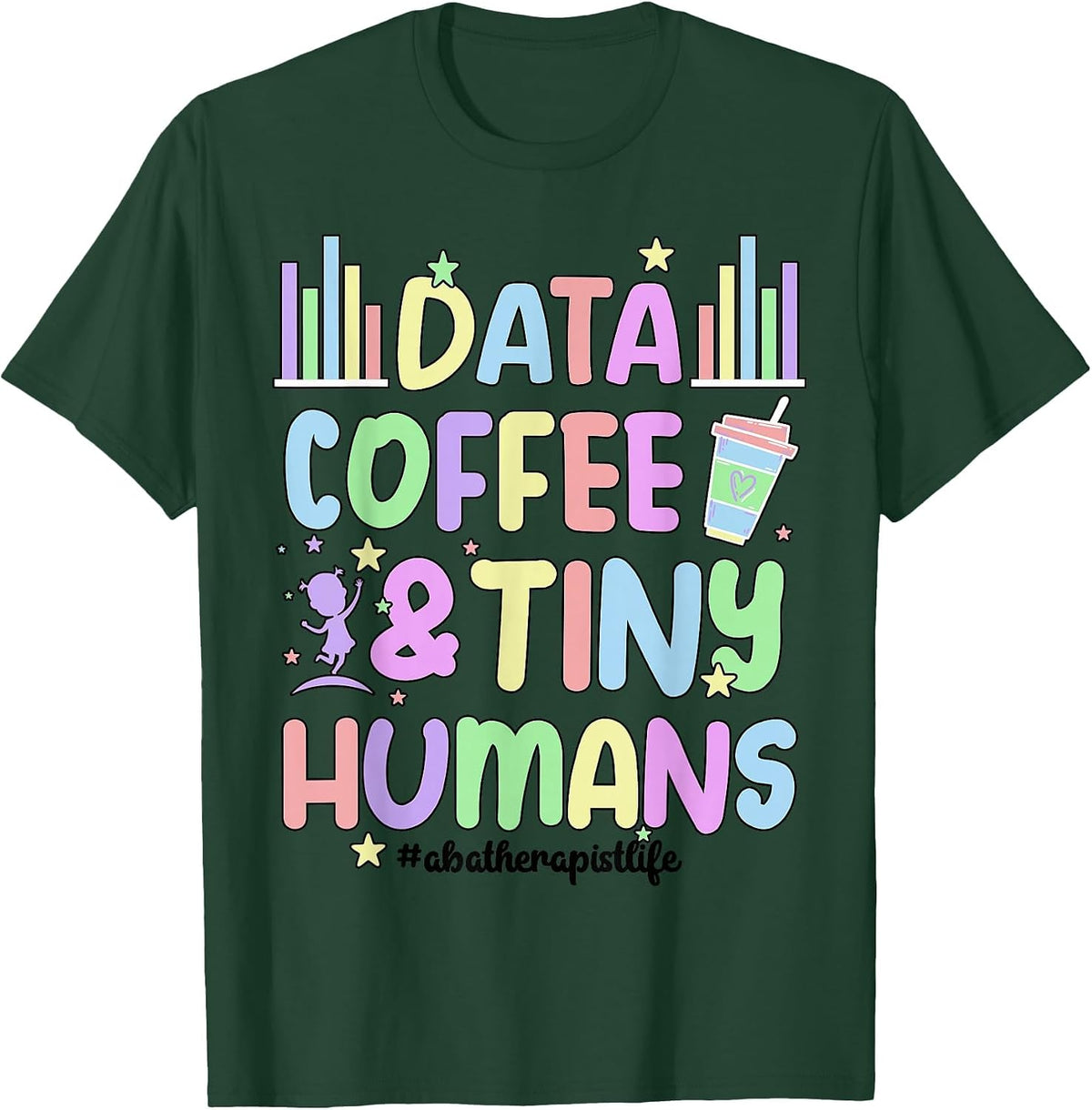 ABA Therapist Groovy ABA Therapy Applied Behavior Analysis T-Shirt - Dark Green