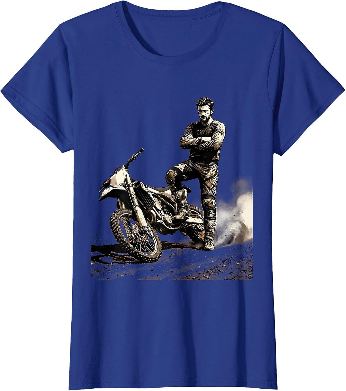 Women's Dirt Bike Rider Crash Pose Funny Motocross Gear T-Shirt - Royal Blue