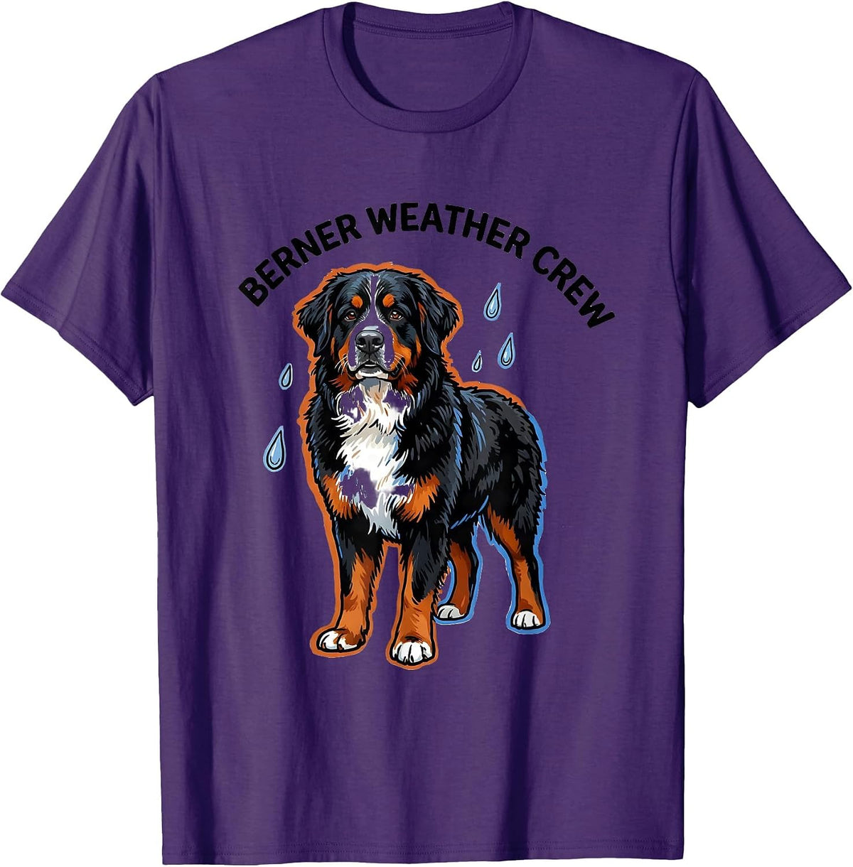 Men's Berner Weather Crew Funny Bernese Mountain Dog Owner Breed T-Shirt - Purple