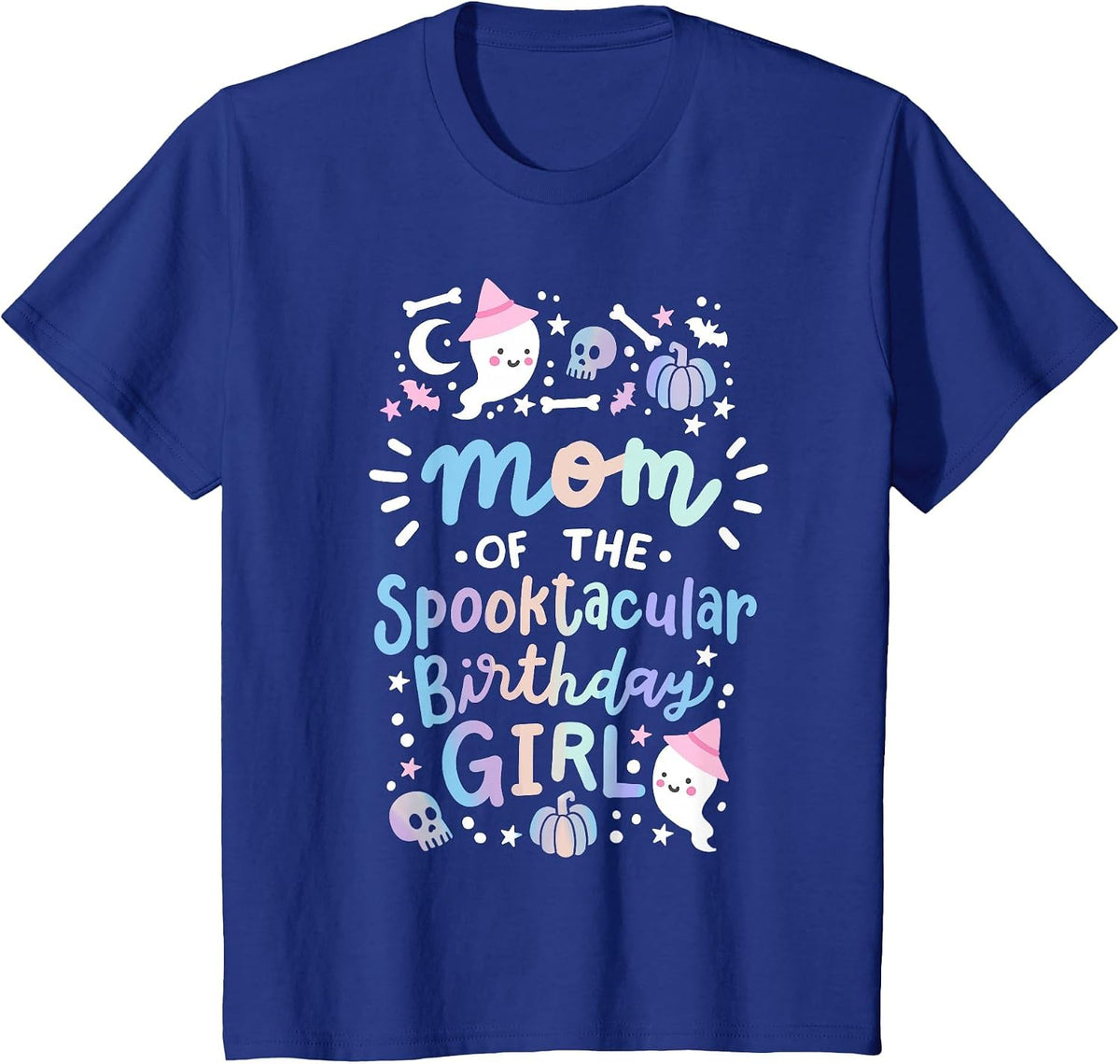 Mom of the Spooktacular Birthday Girl Halloween Family T-Shirt - Royal Blue
