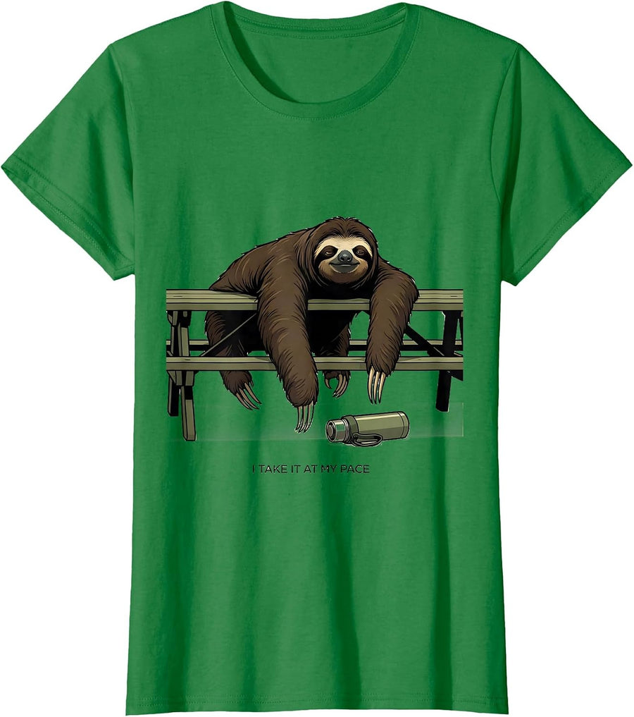 Women's I Take It At My Pace Funny Sloth Lover Animal Humor Gift T-Shirt - Kelly Green