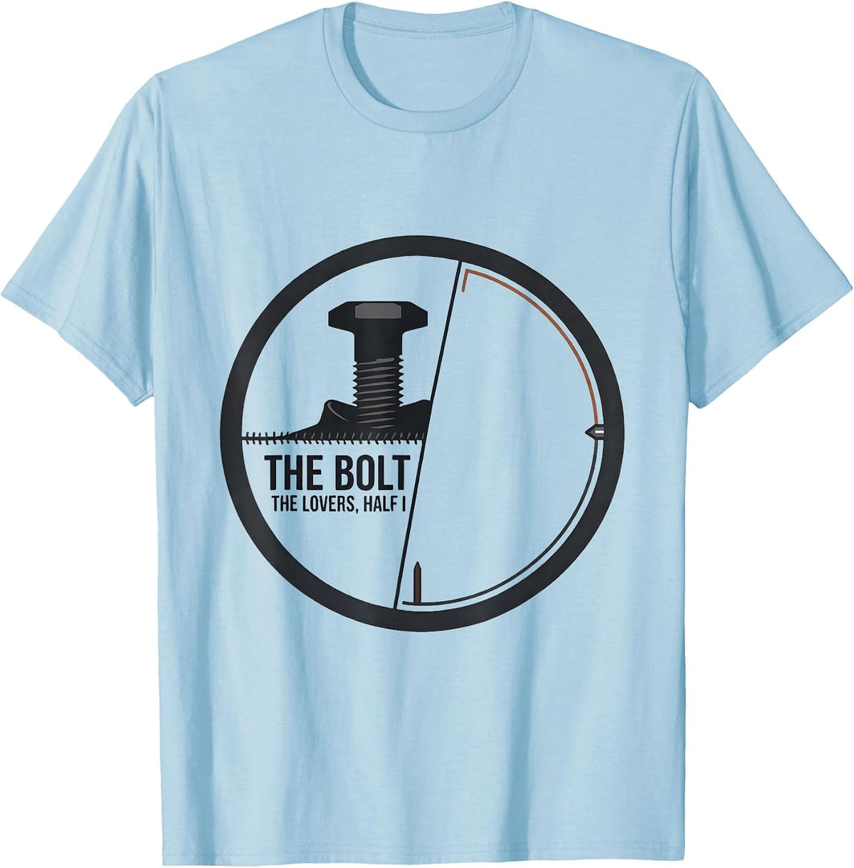 Men's THE BOLT THE LOVERS HALF I Retro Horror Romance Valentine T-Shirt - Baby Blue