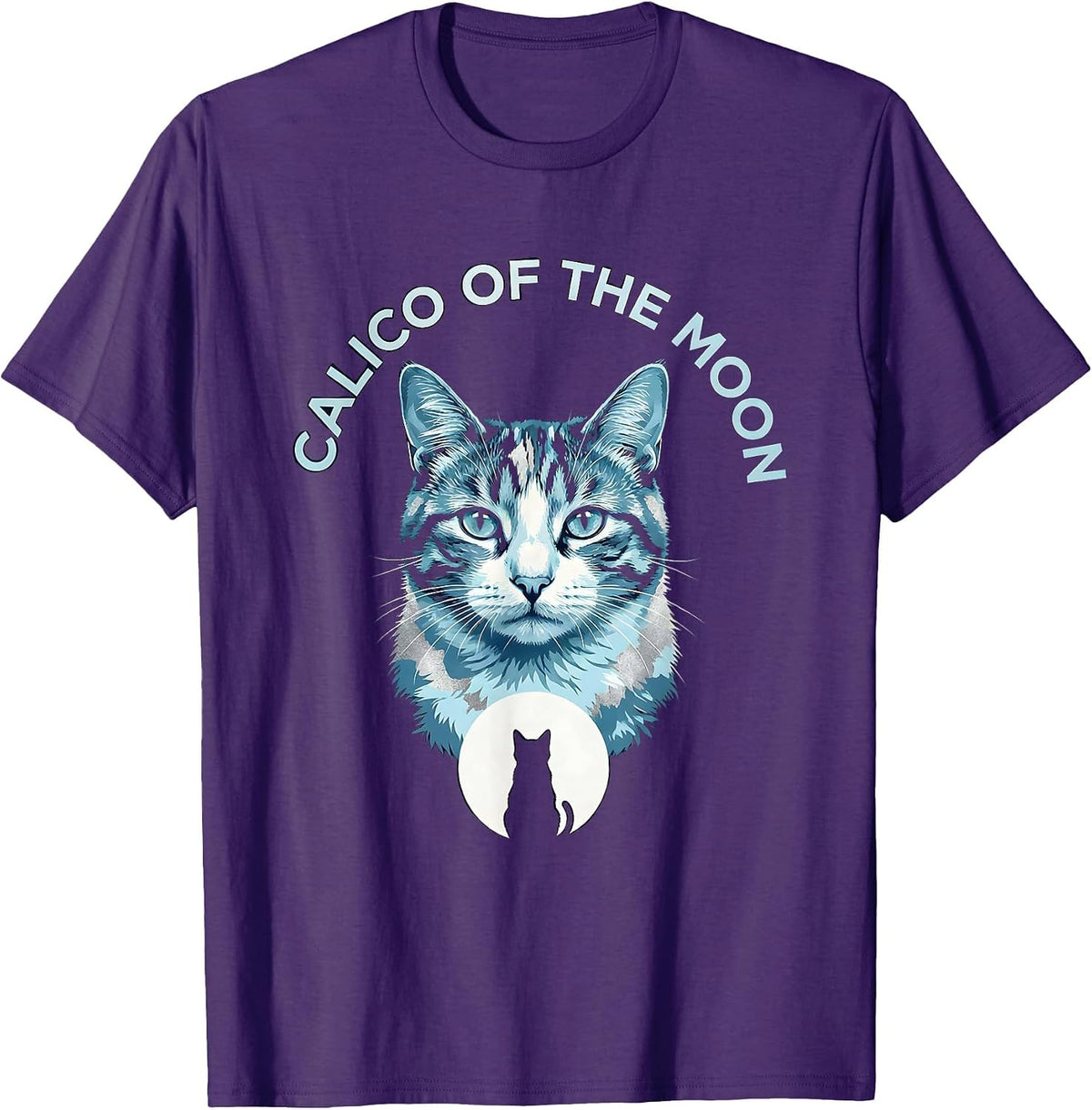Calico Of The Moon Funny Cat Art Retro 90s Nostalgia T-Shirt - Purple