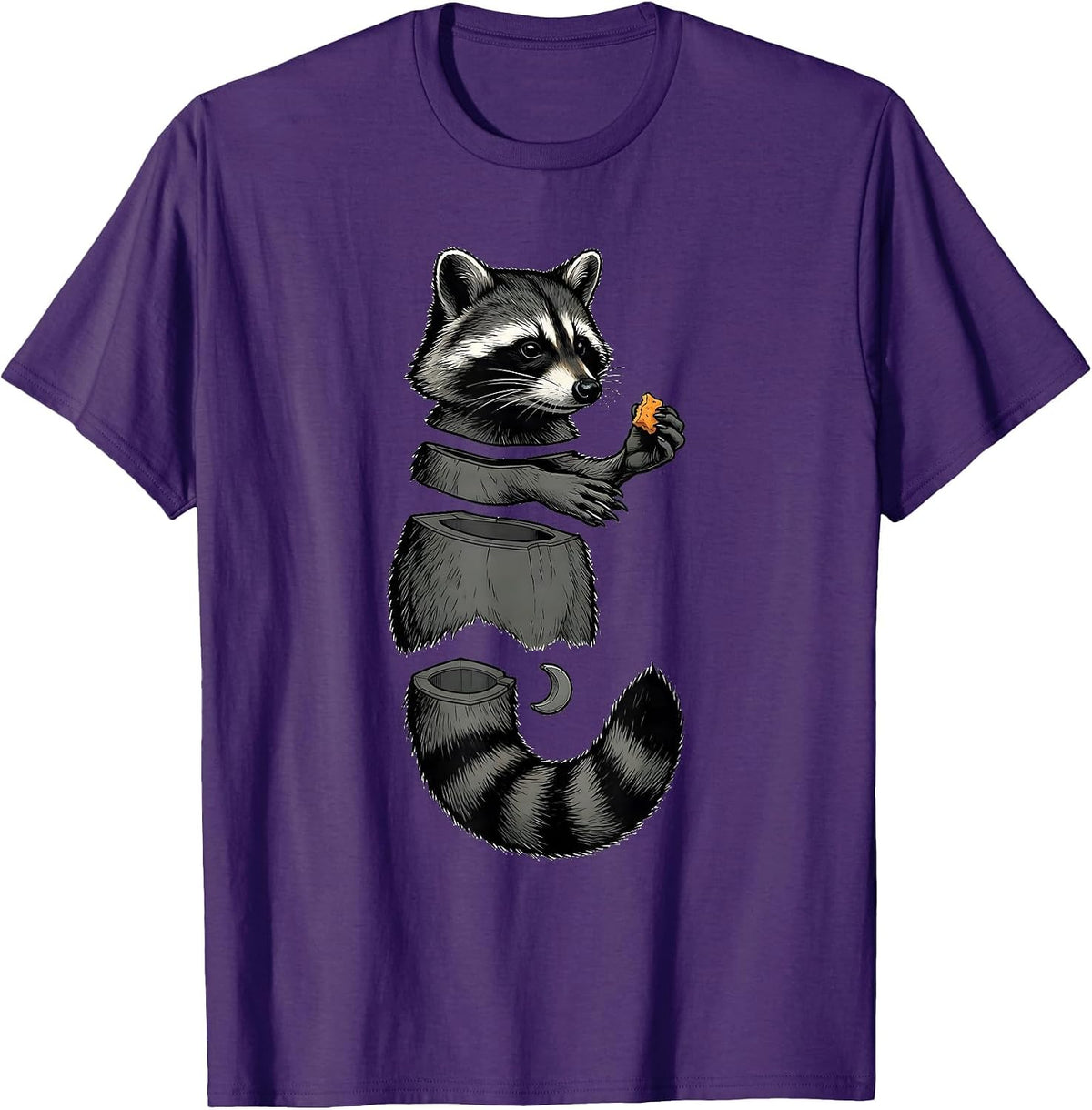 Raccoon Exploded View Funny Animal Meme Humor T-Shirt - Purple