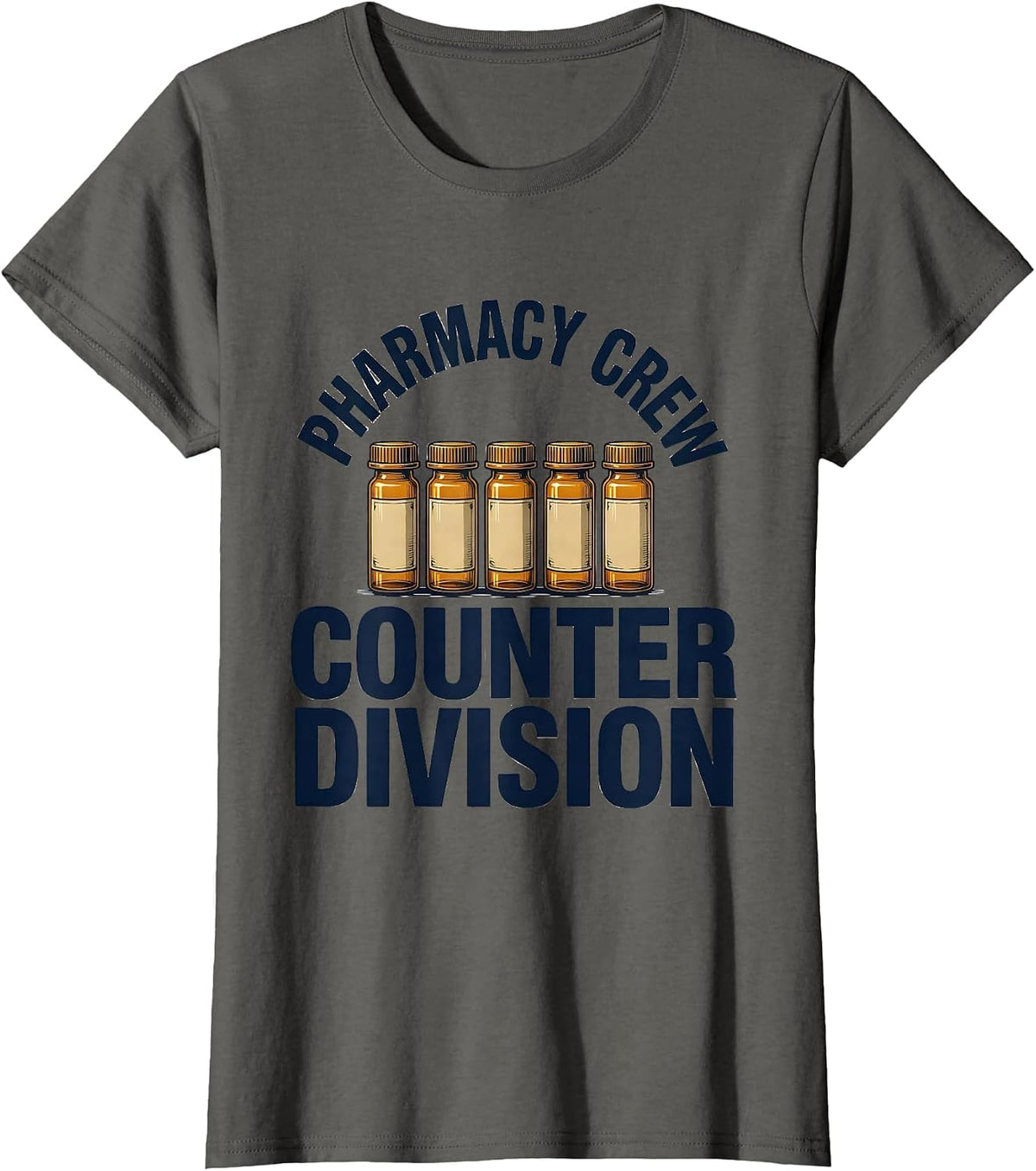 Women's Pharmacy Crew Counter Division Funny Pharmacy Tech Gift T-Shirt - Asphalt Grey
