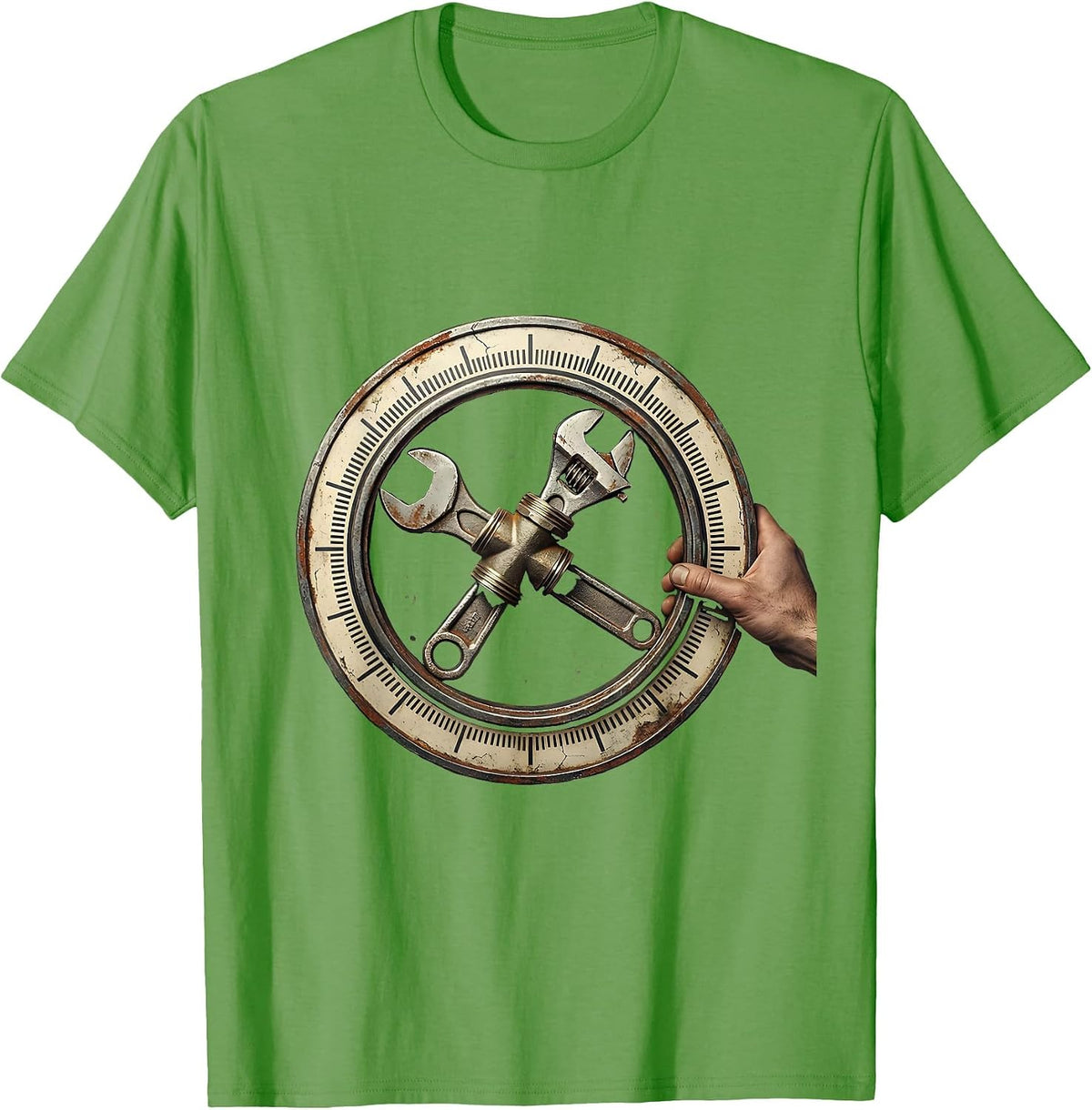 Men's Sealed Pipe Joint Distressed Funny Plumber Gift T-Shirt - Grass Green