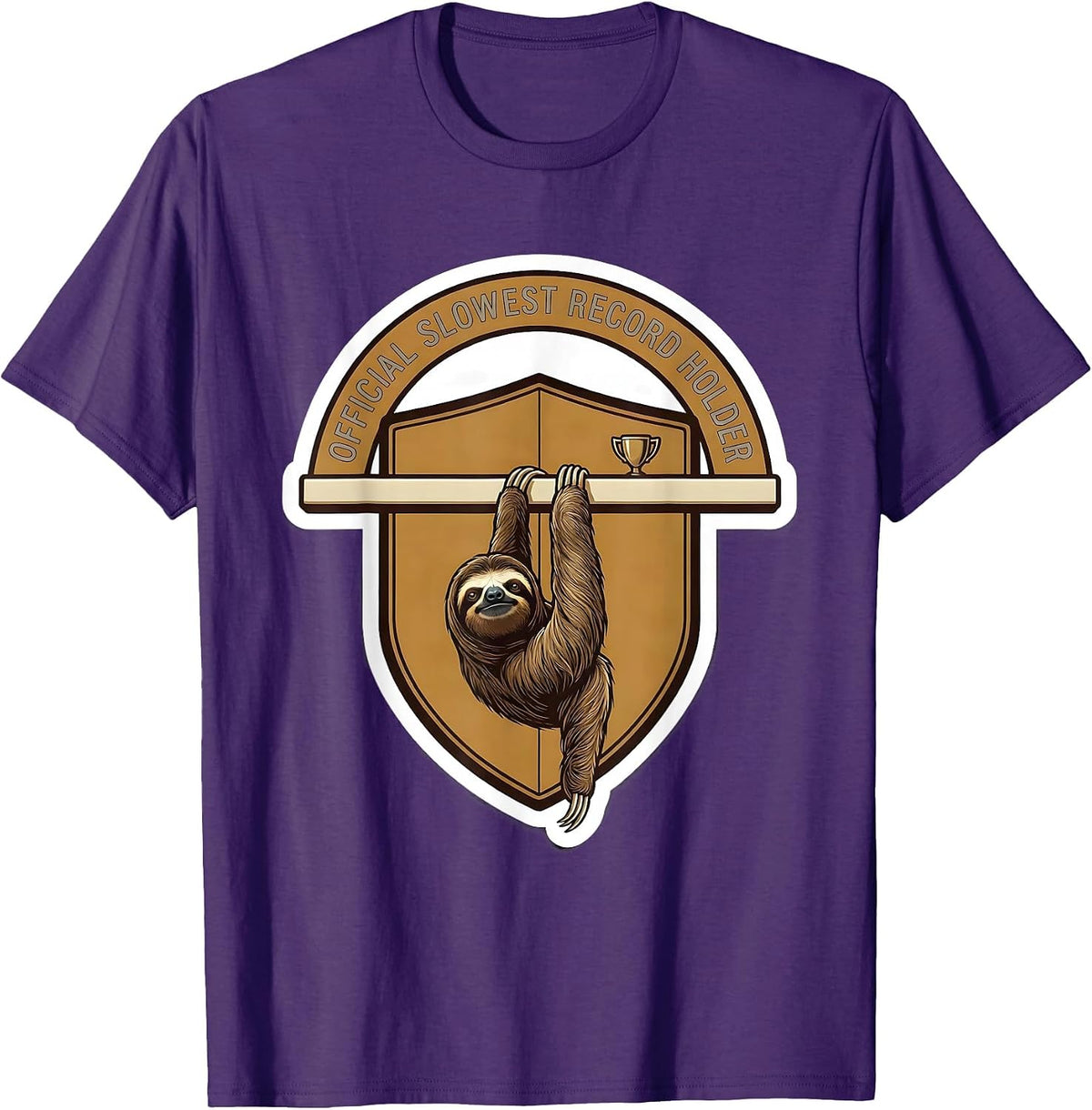 Men's Official Slowest Record Holder Funny Sloth Lover Novelty T-Shirt - Purple