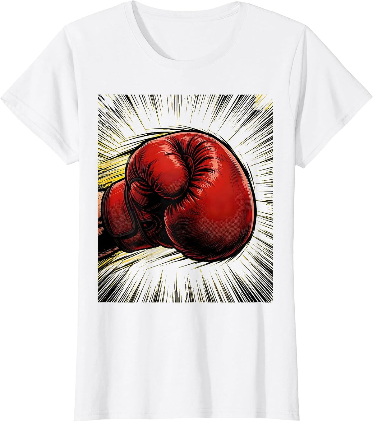 Boxing Punch Graphic with Speed Lines T-Shirt - White