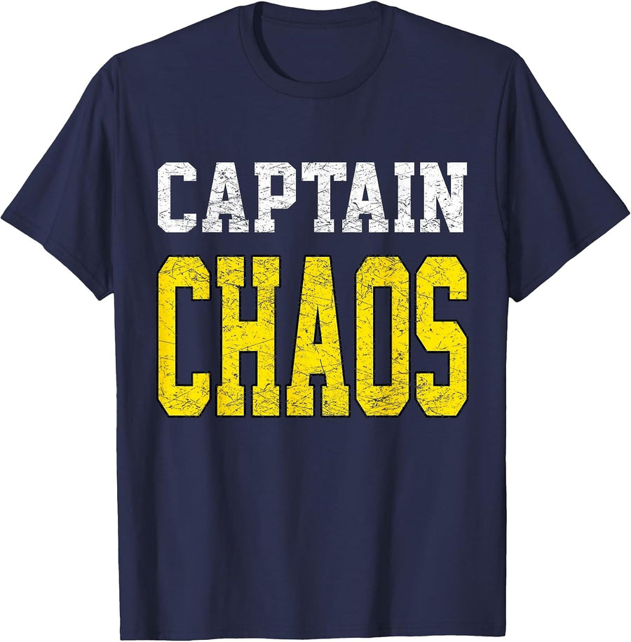 Captain Chaos Shirt for Parent Teacher Or Crazy Child T-Shirt - Navy Blue