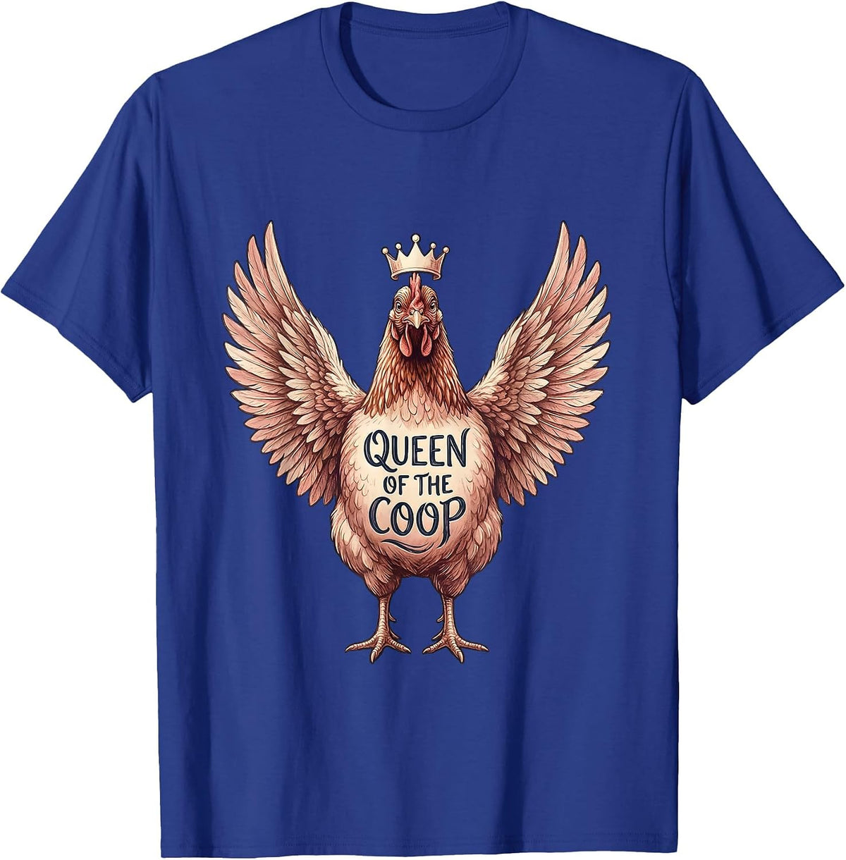 Men's Queen of the Coop Chicken Design T-Shirt - Royal Blue