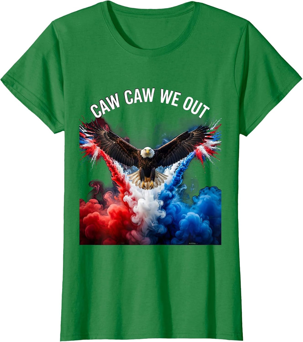 Women's Caw Caw We Out Funny Crow Bird Design T-Shirt - Kelly Green