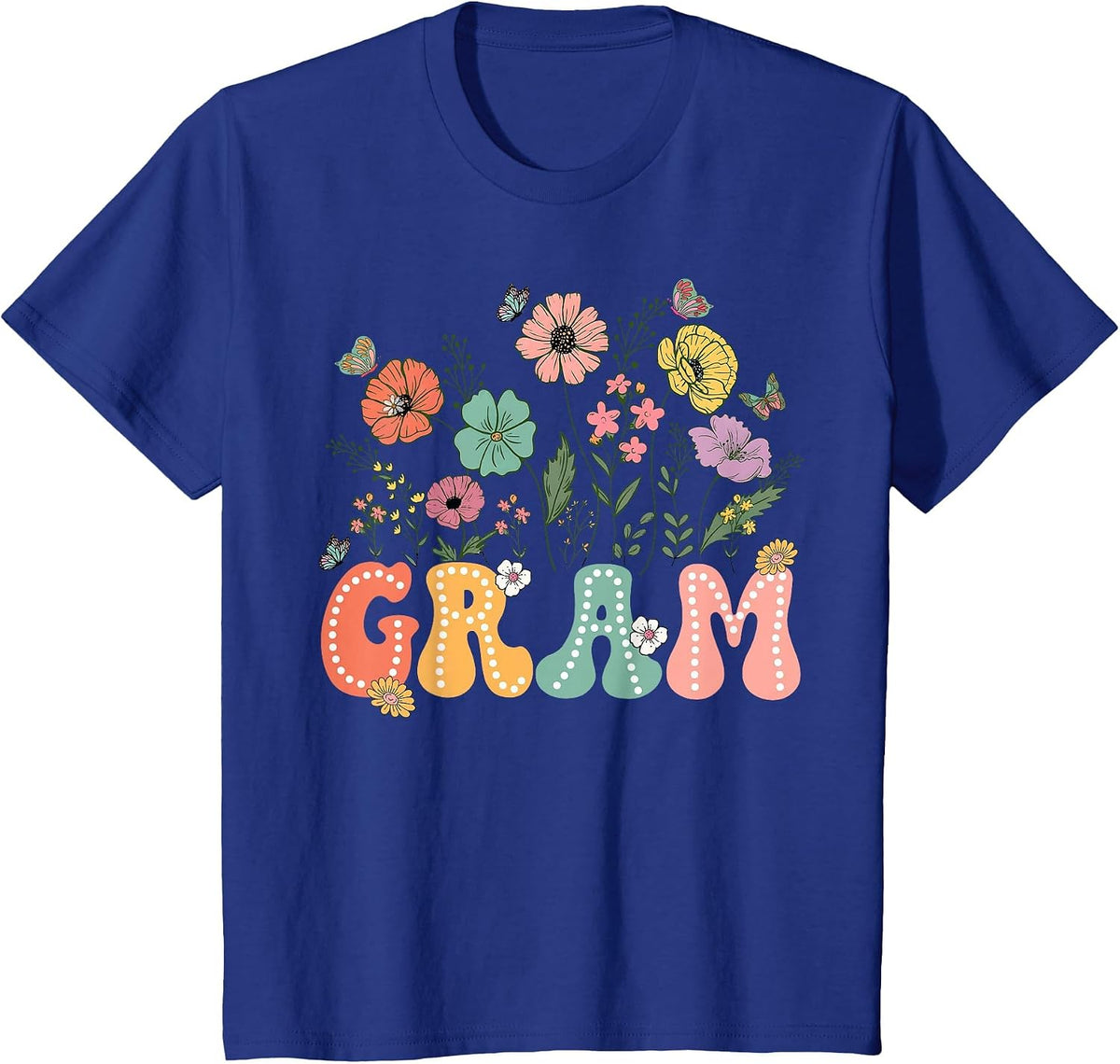 Gram Mothers Day for Grandma Wildflower Floral Women T-Shirt - Royal Blue