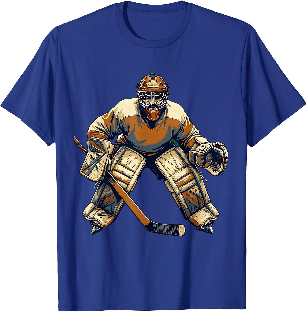 Men's Vintage Hockey Goalie Classic Leather Mask Graphic T-Shirt - Royal Blue