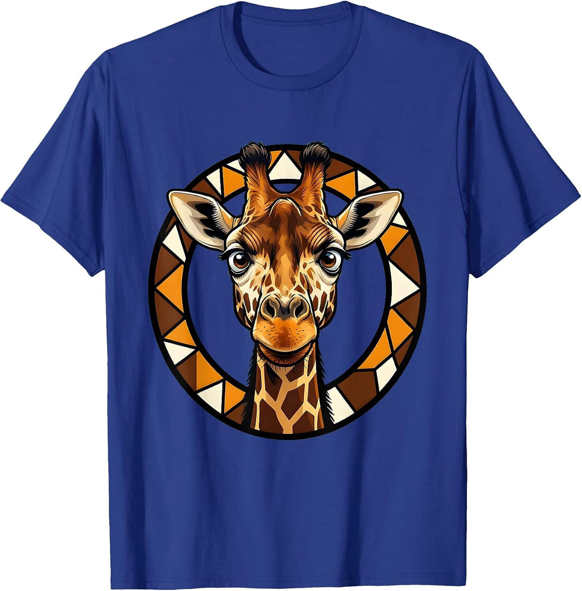 Giraffe Pattern Dissolving Into Geometric Shapes T-Shirt - Royal Blue