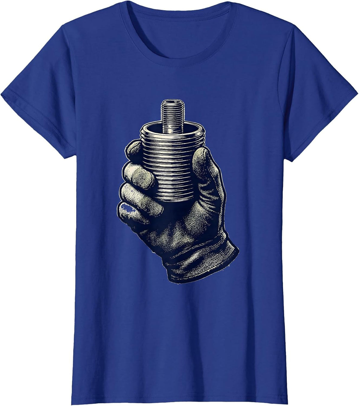 Women's Pipe Coupling Funny Plumber Pipefitter Occupational Humor T-Shirt - Royal Blue