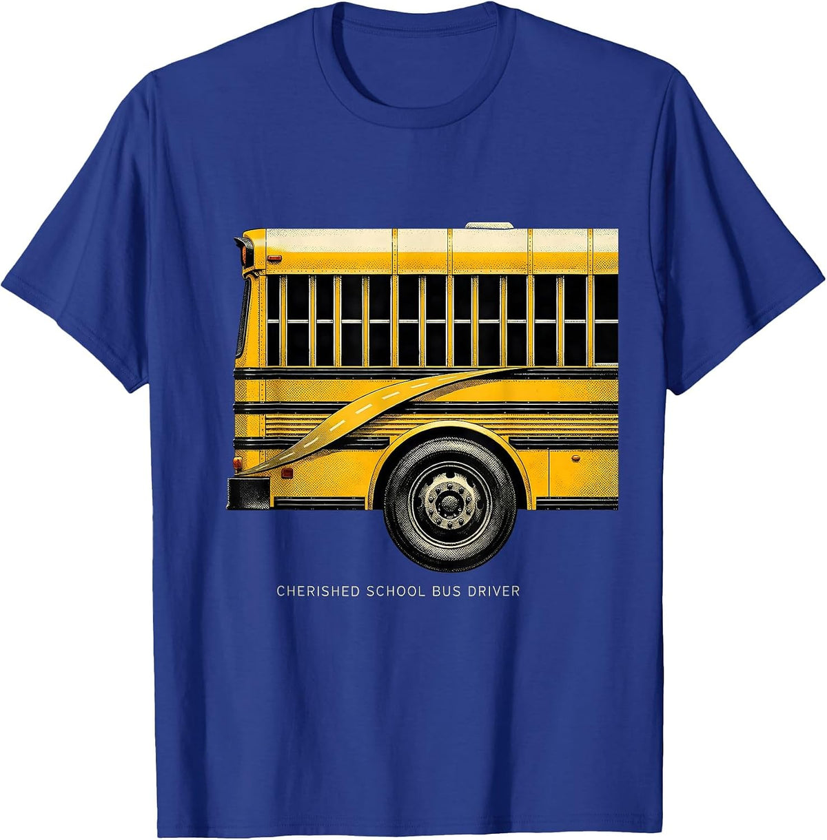Cherished School Bus Driver Geometric Appreciation Gift T-Shirt - Royal Blue