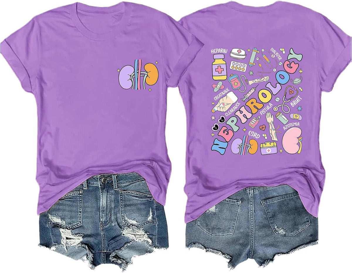 Nephrology Nurse Shirt Dialysis Nurses Tshirt Dialysis Shirts for Women - Purple