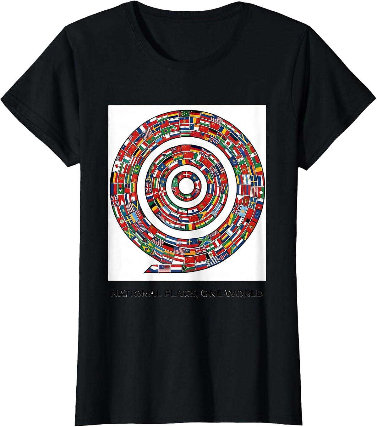 National Flags One World Geography Enthusiast World Traveler T-Shirt - Black