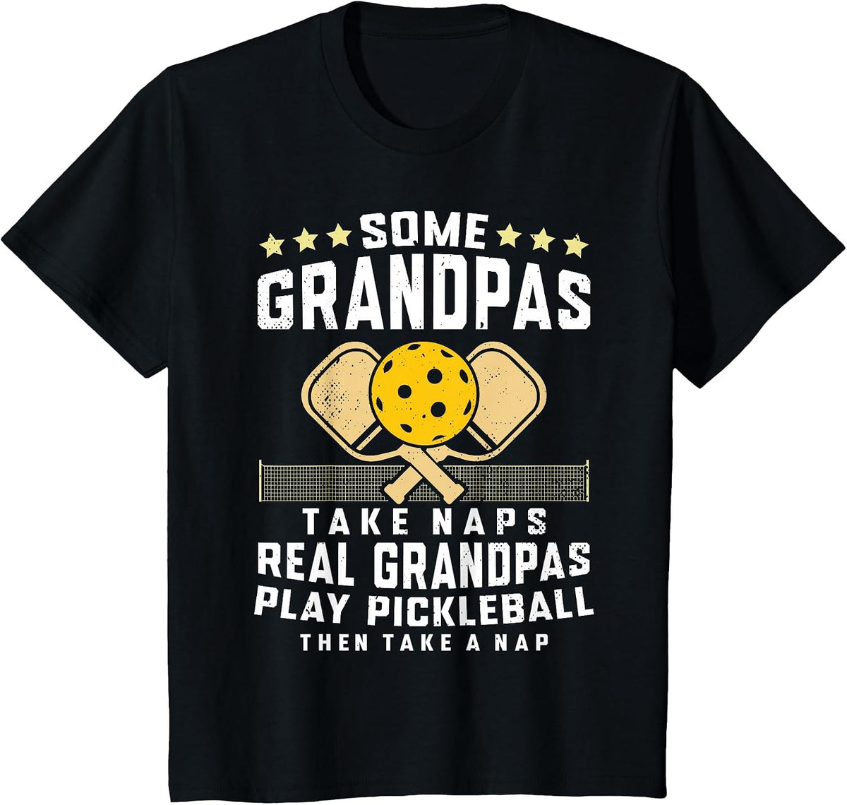 Pickleball Design for Men Grandpa Funny Pickleball Player T-Shirt - Black