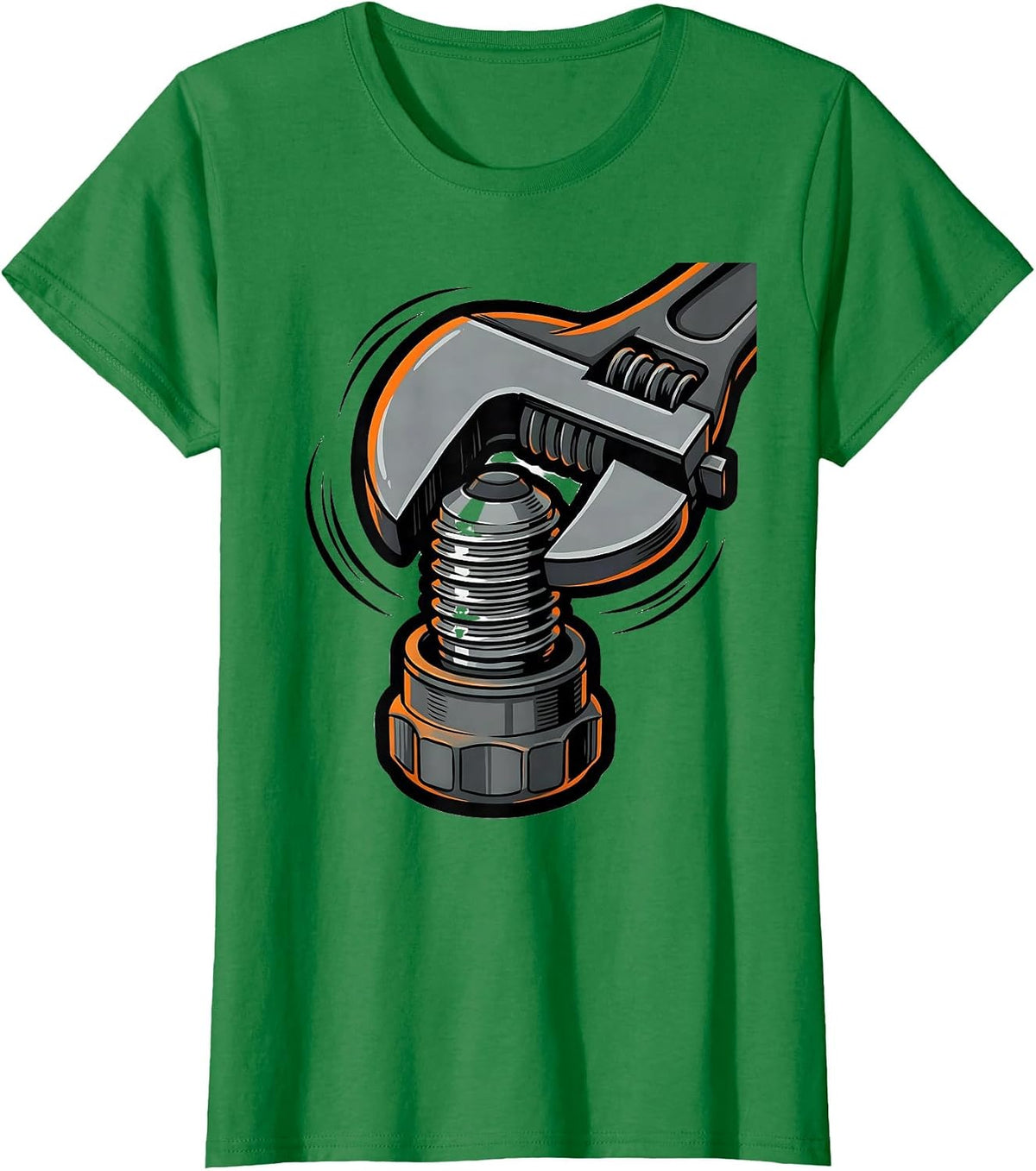Women's Oversized Pipe Wrench Funny Plumber Gift T-Shirt - Kelly Green