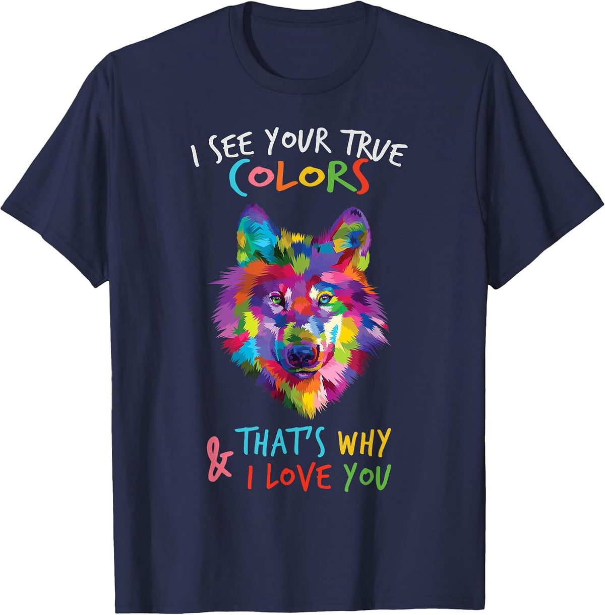 Autism Awareness Wolf It's Ok to be Different Autism T-Shirt - Navy Blue