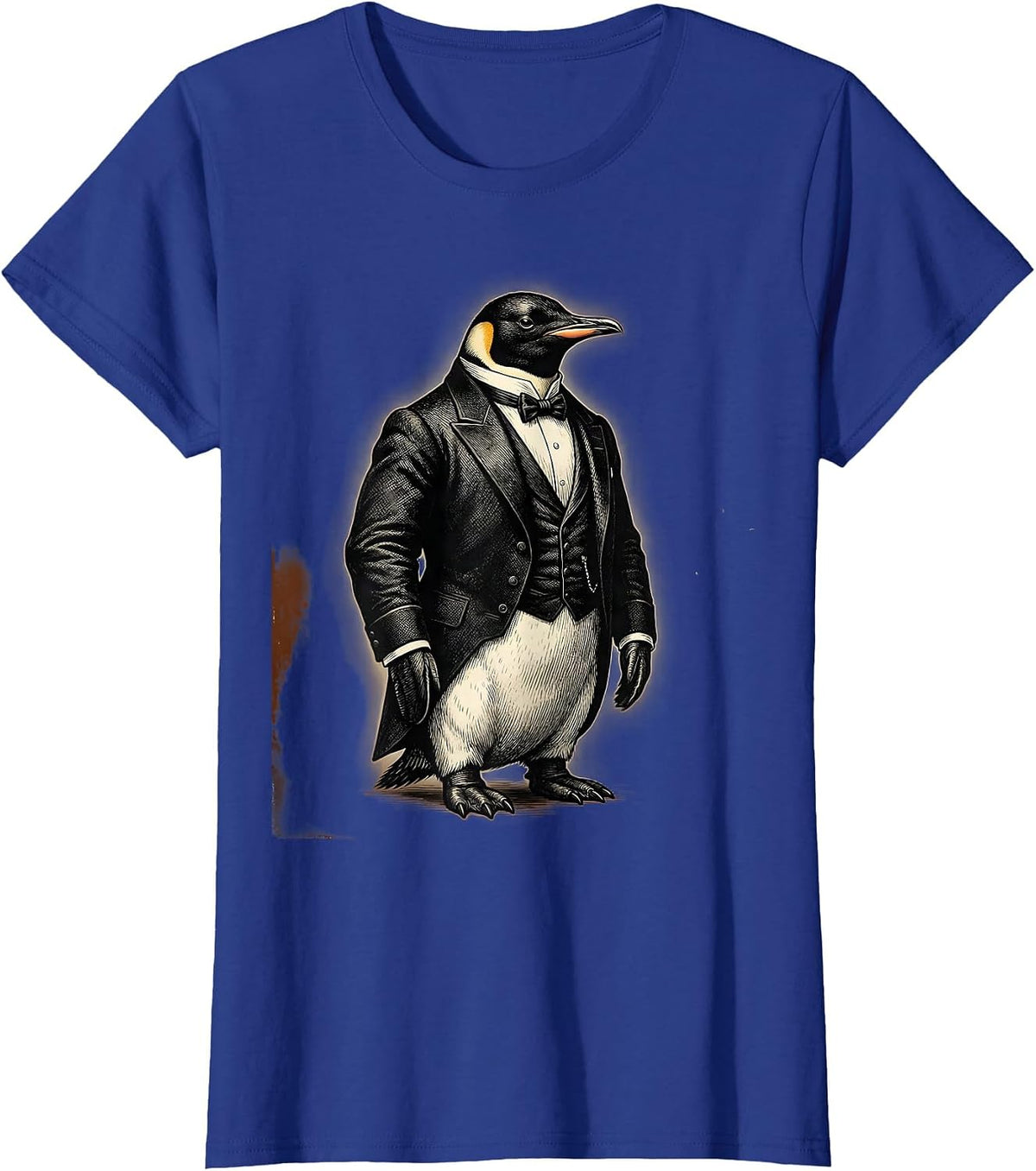 Women's Penguin in a Tuxedo Funny Formal Suit Graphic T-Shirt - Royal Blue