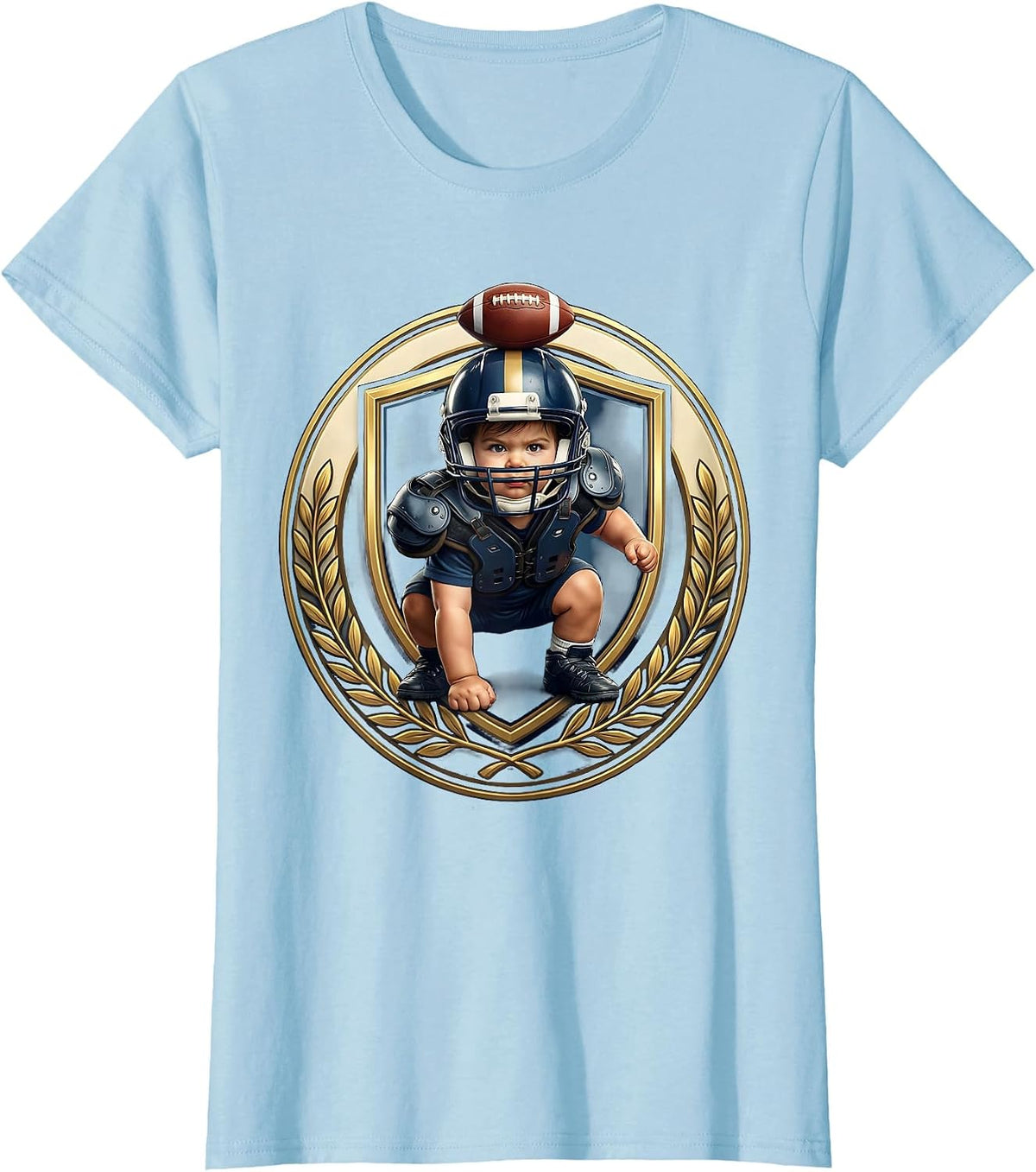 Toddler Lineman Three-Point Stance Football T-Shirt - Baby Blue