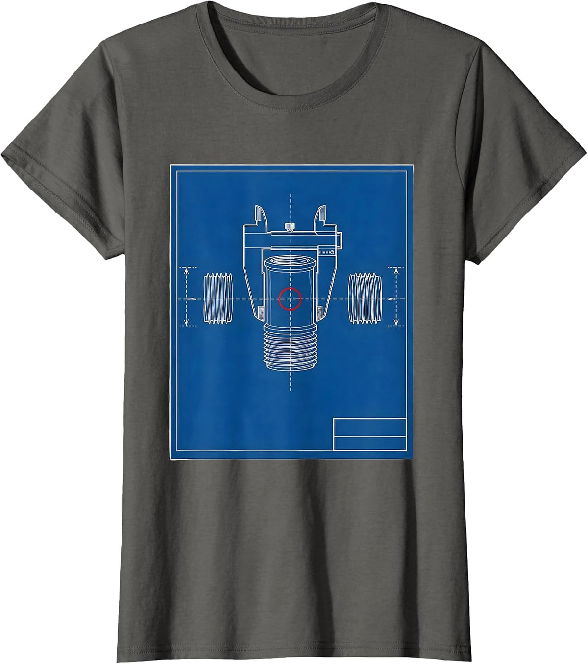 Women's Threaded Pipe Nipple Plumbing Trade Humor Blueprint T-Shirt - Asphalt Grey