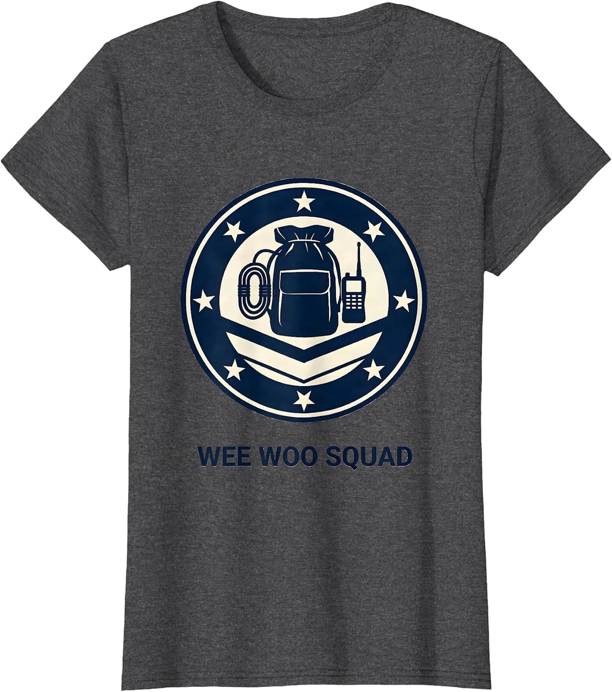 Women's Wee Woo Squad EMS Paramedic EMT Crew Gag Humor T-Shirt - Dark Heather Grey