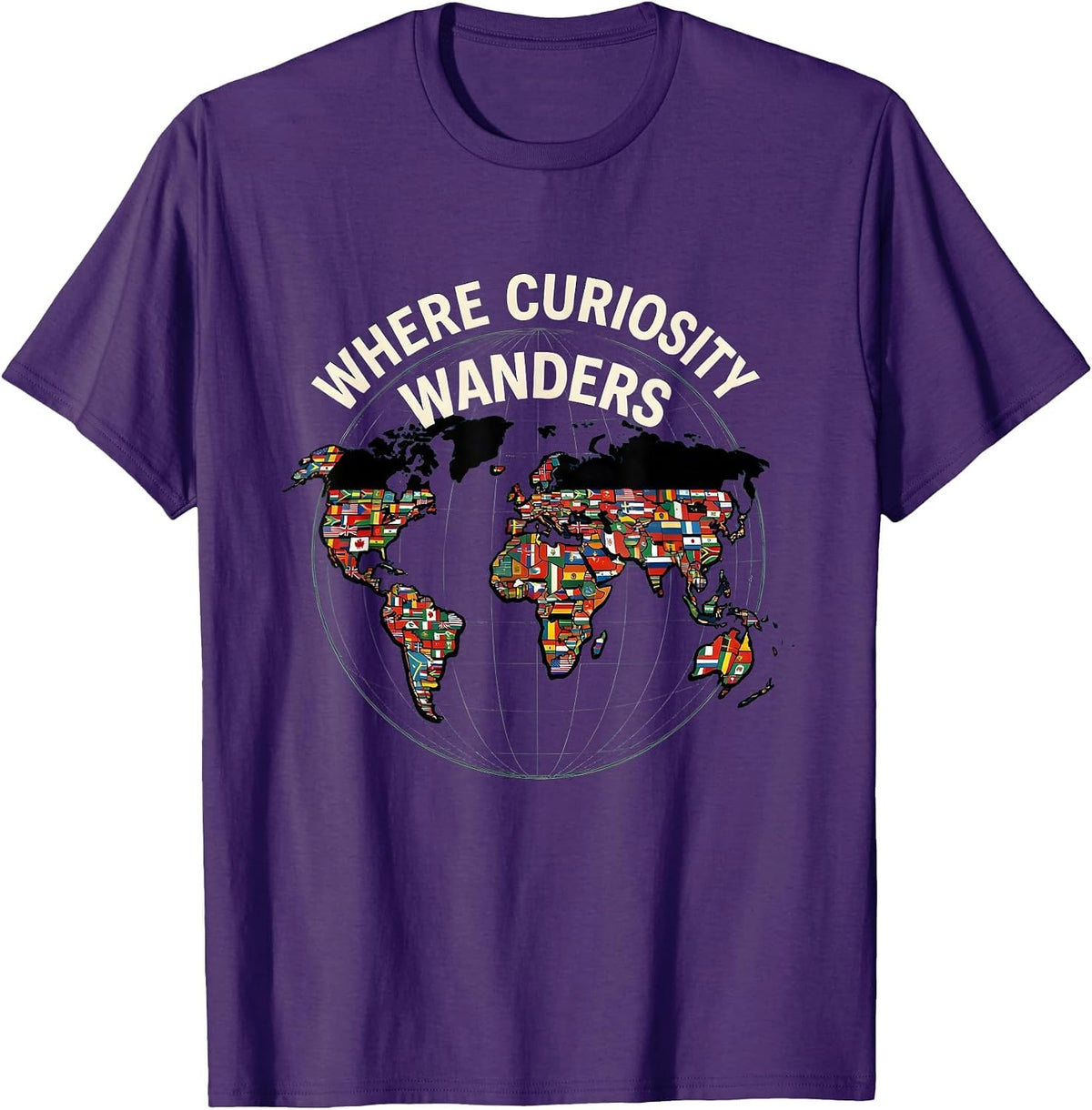 Where Curiosity Wanders Travel Lover Geography Enthusiast T-Shirt - Purple