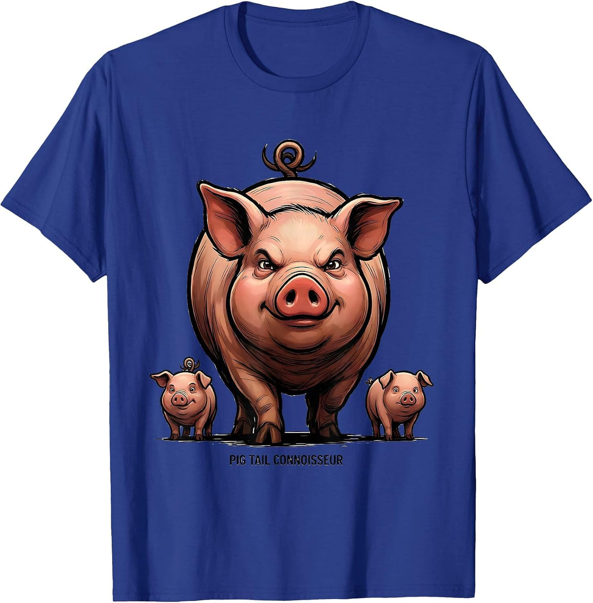 Pig Tail Connoisseur Funny Pig Lover Pet Pig Humor T-Shirt - Royal Blue