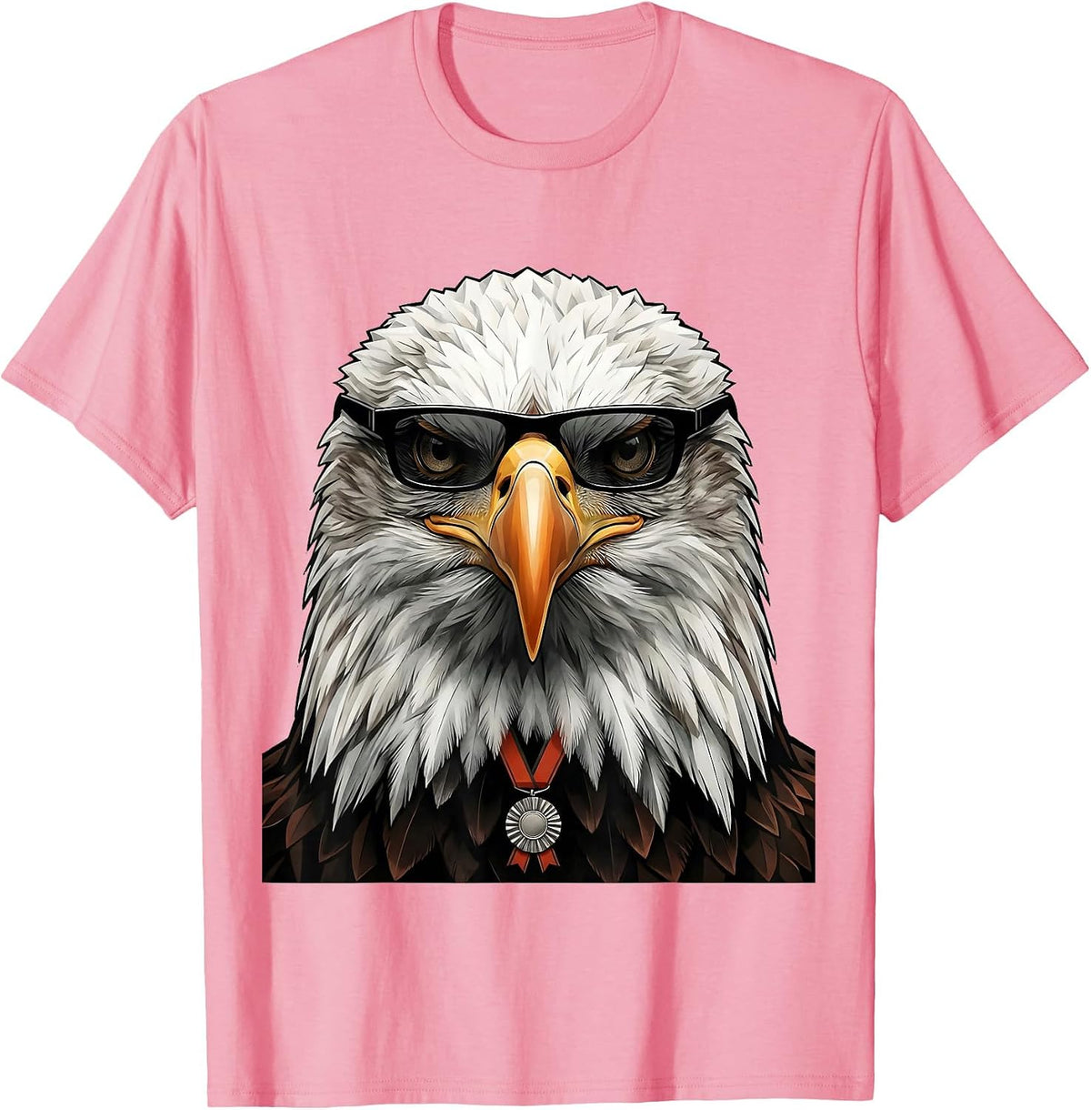 Men's Bald Eagle Sunglasses Minimalist Bird Lover Humor T-Shirt - Pink