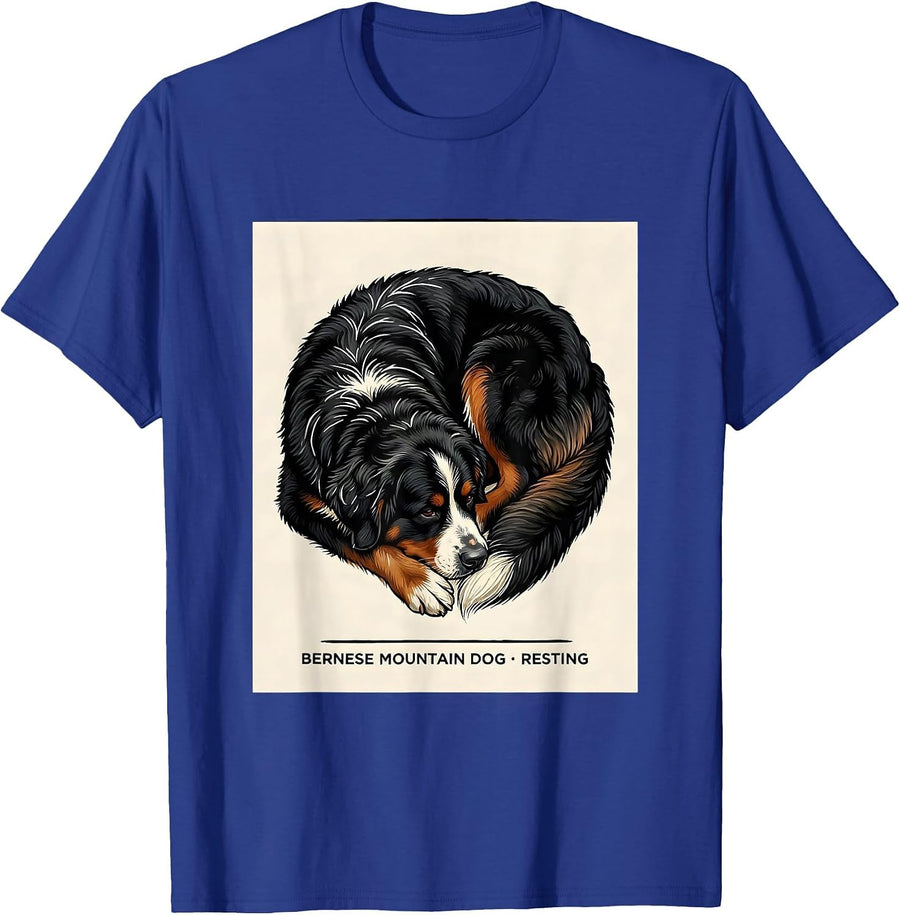 Bernese Mountain Dog Resting Vintage Naturalist Animal T-Shirt - Royal Blue
