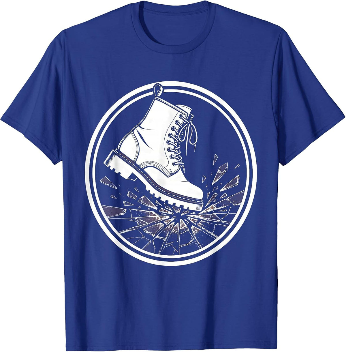 Men's EMT Boot Shattering Glass Graphic Design T-Shirt - Royal Blue