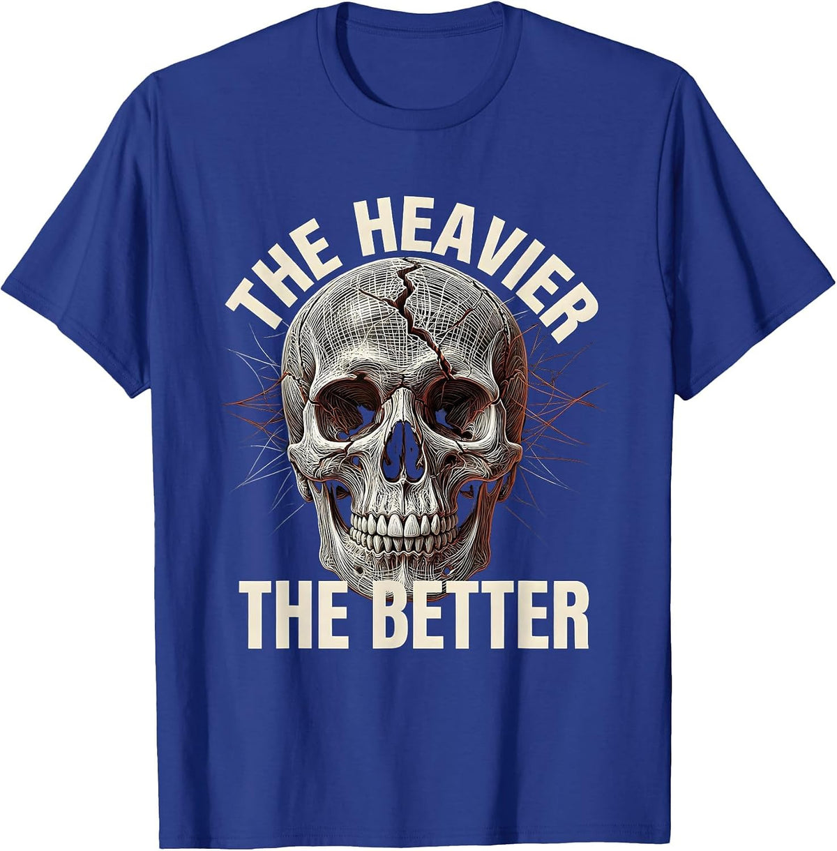 Men's The Heavier The Better Death Metal Design T-Shirt - Royal Blue