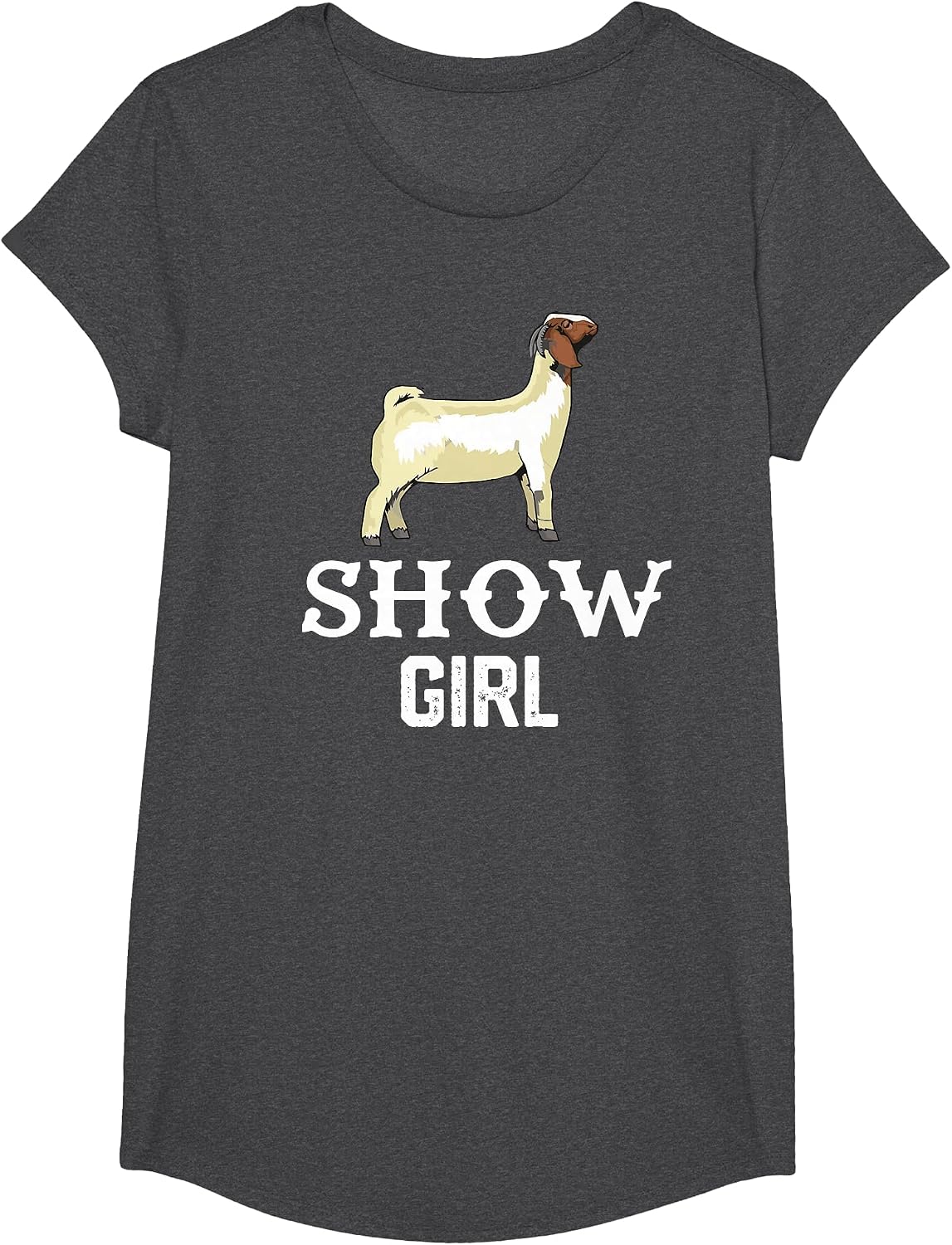 Show Boer Goat Girl T-Shirt - Girls Dark Heather Grey
