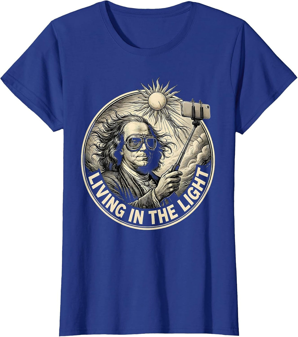 Women's Living in the Light White Freedom Design T-Shirt - Royal Blue